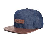 Blackskies® Aion Snapback Cap Denim Jeans con Visera De Cuero Sintético Unisex Premium Gorra De Béisbol Hombre Mujer Streetwear Outdoor Verano Casual