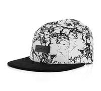 Blackskies® Fenrir 5-Panel Cap Camp Gorra 5 Paneles Unisex Surfer Skater Snapback Strapback Mármol Blanco Hombre Mujer Unisex Streetwear Outdoor Verano Casual