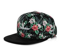 Blackskies® Oahu Vol. II Snapback Cap Gorra De Béisbol Unisex Floral Negro Blanco con Ante Hombre Mujer Streetwear Outdoor Verano Casual