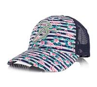 Blackskies® Tropical Flamingo Trucker Cap Gorra De Béisbol Unisex Premium Trucker Snapback Floral Azul Blanco A Rayas Hombre Mujer Streetwear Outdoor Verano Casual