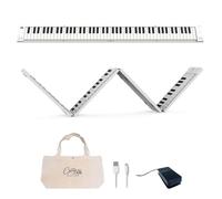 Blackstar Piano plegable portátil, de 88 Teclas Blanco con batería recargable por USB integrada y MIDI sobre USB. Teclado con 128 sonidos 1,6 kg, 33 cm, BA203010