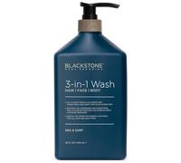 Blackstone Men's Grooming 3-in-1 Wash for Men | Cleanses & Conditions Hair, Body, & Face | For All Skin & Hair Types | With Coconut Oil, Vitamin B5 and Caffeine - Sea & Surf (32 Fl Oz)