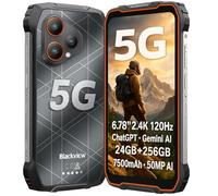 Blackview 5G AI Smartphone Resistente BL7000, Dimensity 6030 24GB+256GB, Cámara AI 50MP, 6,78'' 2.4K 120Hz Pantalla, Batería 7500mAh, Móvil Irrompible Rugerizado IP68, Ranura Triple, NFC GPS Naranja