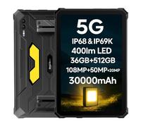 Blackview Active 10 Pro 5G Tablet Resistente, Batería 30,000mAh, Luz para Camping de 400lm, 11'' FHD+, Android 14 IP68 Tablet, 36GB+512GB(2TB Ampliable), Dual SIM 5G, 108MP+50MP+20MP, NFC GPS Negro