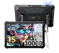 Blackview Active 12 Pro (48GB+1TB) 30000mAh Tablet Resistente con Proyector, Android 15 Tablet Irrompible 5G, 11'' FHD+, Luz de Camping,108MP+50MP, 2 Altavoz Estéreo,IP68/IP69K,4G,5G,NFC,GPS,OTG