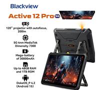 Blackview Active 12 Pro Tablet con proyector resistente Android 15, Dimensity 7300 5G 11'' Pad, 16+32GB RAM 1TB 30000mAh Tablet Phone 12GB 256GB