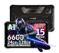 Blackview Active 5 Android 15 Tablet Resistente 8.68 Pulgadas, 24GB+128GB+2TB Movil Irrompible, 2W*2 Altavoces Tablet Antigolpes IP68/IP69K, 6600mAh, 16MP+13MP, Dual SIM/GPS/5G WiFi/OTG/NFC, Negro