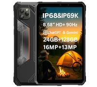 Blackview Active 5 IA Tablet Teléfono Resistente, 3 Modelos de IA, 8.68" HD+ 90Hz, Impermeable IP68/IP69K Android 15 Antigolpes, 24GB+128GB, Dual SIM 4G LTE, 16MP+13MP, GPS Huella Digital Naranja