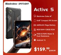 Blackview Active 5 Tablet PC resistente de 8,68 pulgadas, Android 15 Unisoc T615 Octa Core, mini pad AI de 8 GB de RAM y 128 GB de ROM, 6600 mAh/18 W Orange