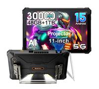 Blackview Active12 Pro (48GB+1TB) 30000mAh Tablet Resistente con Proyector, Android 15 Tablet Irrompible 5G, 11'' FHD+ 120Hz, 400lm Luz de Camping,108MP+50MP, 2 Altavoz Estéreo,IP68,4G,5G,NFC,GPS,OTG