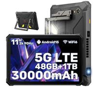 Blackview Active12 Pro Tablet Rugerizada con Proyector de 120", 48GB RAM + 1TB ROM, 30000 mAh/Cargador de 120W, 11 Pulgadas FHD+ Android 15 Rugged Tablet, 108MP + 50MP, Dimensity 7300/Doble 5G LTE