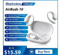 Blackview-auriculares inalámbricos Airbuds 10, audífonos estéreo con Bluetooth 5,2, conducción de aire, graves, deportivos, Siri Airbuds10-Black