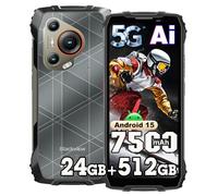 Blackview BL7000 (24GB+512GB) 5G Móvil irrompible Android 15, 6,78" FHD+ 120Hz Móvil Rugerizado, 50MP+32MP AI Teléfono Móvil, 7500mAh, Dual SIM Smartphone Todoterreno IP68/IP69K/OTG/NFC/GPS/FM, Negro