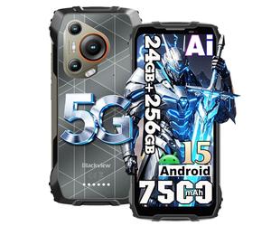 Blackview BL7000 Android 15 Movil Irrompible 5G, 24GB+256GB/2TB Teléfono Movil Resistente, Cámara IA 50MP+32MP, 6.78" FHD+, 7500mAh Smartphone Todoterreno,4G+5G Telefono NFC,OTG,GPS,FM, Noir