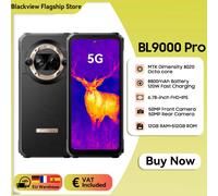 Blackview BL9000 Pro 5G Teléfono Movil Resistente, 36GB+512GB Dimensity 8020 Smartphone, Cámara Termográfica, 6.78" FHD+ Doble Pantalla, 8800mAh 120W, Android 14 Telefono Movil Antigolpes, Negro