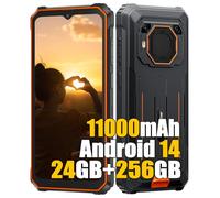 Blackview BV6200 Plus Teléfono Móvil Resistente, 24GB+256GB/2TB 11000mAh Smartphone Todoterreno, 16MP+13MP, 6.56" HD+ Movil Irrompible, Android 14 Telefono Movil Antigolpes, 4G/GPS/NFC/OTG, Naranja