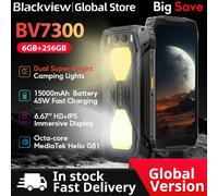 Blackview BV7300 teléfono resistente 6,67 ''HD + IPS 90Hz pantalla doble luz de Camping NFC 15000mAh 45W carga rápida Android 14 teléfono móvil 6GB 256GB -Black