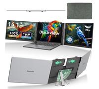 Blackview DCM6 - Extensor de pantalla triple para laptop, pantalla externa portátil 1080P FHD IPS de 14 pulgadas, dos cables USB C de viaje para laptop de 13 a 17 pulgadas, compatible con Windows/Mac
