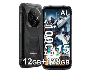 Blackview Fort 1 Android 15 Teléfono Móvil Resistente 2026, 12GB+128GB/2TB 10000mAh Movil Irrompible, 6.56" HD+ 90Hz, 16MP AI Smartphone Todoterreno, 4G Movil NFC/GPS/5G WiFi/FM/Gemini AI 2.0, Negro
