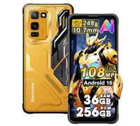 Blackview Fort 5 Móvil Irrompible Android 16, 36GB+256GB/TF 2TB AI Teléfono Móvil, 6.78" FHD+120Hz, 108MP+50MP visión Nocturna, 5000mAh Carga Inalámbrica 15W, Móvil Rugerizado IP69K/OTG/NFC/Amarillo