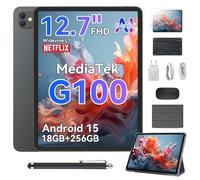 Blackview Tablet 12.7 Pulgadas MediaTek G100 Gemini AI Link 8, 2K+ FHD 2160 * 1600 90Hz 18GB RAM+256GB ROM Android 15/Modo PC/8400mAh/Widevine L1/Face ID/16MP+13MP/GPS/OTG Tablets con Teclado y Lápiz