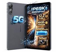 Blackview Mega 12 Impermeable IP69K 5G AI Tablet, 12,2" 2.4K 120Hz, 8,2 mm Ultradelgado, Batería 10000mAh, Tablet Android 16, 36GB+256GB (2TB Externo), Dual SIM 5G, Cámara 50MP, NFC GPS, Negro