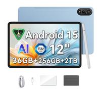Blackview Mega 2 Android 15 Tablet 12 Pulgadas FHD+ 2K, 36GB RAM + 256GB ROM/2TB TF, Dual 4G LTE & 5G WiFi Dual AI Cameras 9000 mAh Widevine L1/Face ID/GPS/WPS/PC Mode con Protector & Lápiz óptico