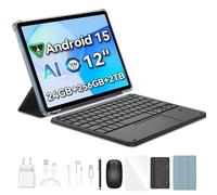 Blackview Mega 2 Tab 12 Pulgadas Tablet Android 15 Dual 4G LTE y 5G WiFi,24GB RAM+256GB ROM/2TB TF,Cámaras IA,9000 mAh,Widevine L1/GPS/WPS/PC Tableta con Teclado,Ratón,Funda Protectora,Lápiz Óptico