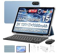 Blackview Mega 2 Tab 12 Pulgadas Tablet Android 15 Dual 4G LTE y 5G WiFi,36GB RAM+256GB ROM/2TB TF,Cámaras IA,9000 mAh,Widevine L1/GPS/WPS/PC Tableta con Teclado,Ratón,Funda Protectora,Lápiz Óptico