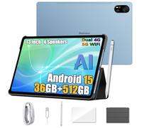 Blackview Mega 8 Android 15 Tablet 13 Pulgadas, 36GB+512GB/2TB Juegos Tablet, Altavoces Quad-Box, 2K FHD+, 4G LTE + 5G WiFi, 11000mAh, 50MP, Modo PC, OTG, 3.5mm, Bolígrafo Inteligente + Funda, Azul