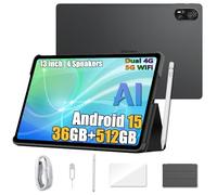 Blackview Mega 8 Tableta 13 Pulgadas Android 15, 36GB+512GB/TF 2TB Tableta Táctil, Altavoces Quad-Box, 2K FHD+, 4G LTE WiFi 5G, 50MP+13MP, 11000mAh, Modo PC, OTG, Funda + Lápiz Inteligente, Negro