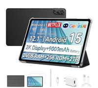 Blackview Mega2 2024 Android 15 Tablet, 12 (4+8) GB+256GB 2TB Expand, modelo Wi-Fi 6, tableta de 12 pulgadas con pantalla HD+IPS, 9000 mAh, altavoces y cámara duales, BT5.3, Google GMS, CPU de 2.0