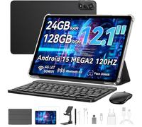 Blackview Mega2 Tablet de 12 pulgadas Android 15, 24 GB de RAM + 128 GB de ROM, 120 Hz 2K FHD Gaming Tablet con teclado, ratón, puntero, auriculares, 4G LTE + 5G WiFi, 9000 mAh, WideVine L1, cámara