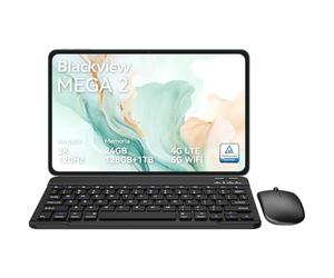 Blackview Mega2 Tableta de 12 Pulgadas Android 15, 24 GB RAM+128 GB ROM, Tableta Gaming FHD 2K de 120HZ con Teclado, ratón, lápiz y Auriculares, 4G LTE+5G WiFi, 9000 mAh, WideVine L1, Azul