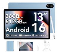 Blackview Mega8 Android 16 Tablet 13 Pulgadas,90HZ Display Gaming Tableta,36GB RAM+512GB ROM/2TB TF,Dual 4G LTE&5G WiFi,11000mAh,Octa Core Dual AI Cámara Widevine L1/GPS/WPS/PC Mode con Lápiz óptico