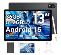 Blackview Mega8 Android 16 Tablet 13 Pulgadas,90HZ Display Tableta,Dual 4G LTE & 5G WiFi,11000mAh,36GB RAM+512GB ROM/2TB TF Octa Core Dual AI Cámara Widevine L1/GPS/WPS/PC Mode con Lápiz óptico
