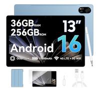 Blackview MEGA8 Tablet 13 Pulgadas Android 16, 36GB RAM + 256GB ROM, Pantalla 2K FHD de 90Hz, 4G LTE + WiFi 5G, Tablet Gaming Octa-Core T620, Cámara Dual AI 50MP + 13MP, Batería 11000mAh, Face ID