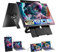 Blackview Monitor portátil de 16 pulgadas [1080P + 120P], [magnético giratorio ligero de 360°] Monitor portátil para laptop, verdadero Plug and Play para viajes de negocios, para Mac, Windows, Android