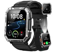 Blackview Reloj Inteligente Hombre Militar - 2.01” Smartwatch Hombre con Linterna, Brújula, Llamadas Bluetooth, Pulsómetro, Monitor de Sueño, Reloj Deportivo con Podómetro, 100+ Modos Deportivos