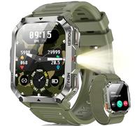Blackview Reloj Inteligente Hombre Militar - Linterna y Brújula, 2.01"Smartwatch Hombre con 100+ Modos Deportivos, Llamadas Bluetooth/Notificación, Pulsómetro/Oxímetro/Sueño, Pulsera Actividad(Verde)