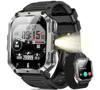 Blackview Reloj Inteligente Hombre Militar - Linterna y Brújula, 2.01"Smartwatch Hombre con 100+ Modos Deportivos, Llamadas Bluetooth/Notificación, Pulsómetro/Oxímetro/Sueño, Pulsera Actividad(Negro)