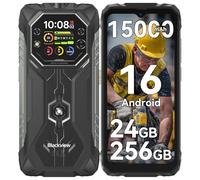 Blackview Rock 1 Android 16 Movil Irrompible,15000mAh Movil Resistente, 6,56"+2,01" Doble Pantalla, 20MP Visión Nocturna, 24GB+256GB/2TB, IP69K Impermeable, NFC/OTG/Gemini AI, 3 Años de Garantía