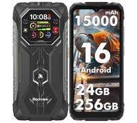 Blackview Rock 1 Movil Irrompible Android 16, 24GB+256GB Movil Indestructible, 15000mAh, 20MP Visión Nocturna, Gemini AI, 6.56" HD+ 2.01" Pantalla, IP69K Impermeable,NFC/OTG/GPS/3 Años de garantía