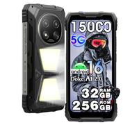 Blackview Rock 2 Pro 5G Móvil irrompible Android 16, Lámpara Camping 400 Im, 32GB+256GB/TF 512 GB, 6,67" FHD+120Hz AI Teléfono Móvil, 15000mAh, 16MP+13MP, Móvil Rugerizado IP69K/WiFi 5/OTG/NFC/Negro