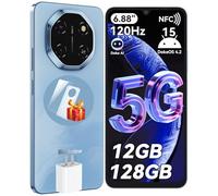 Blackview Shark 6 IA Telefonos Movile 5G, 6.88" 120HZ Android 15 Smartphone, 12GB+128GB / 2TB TF, 16MP + 8MP Smartphone 5G Dual SIM, Face ID/Fingerprint/OTG/GPS/Funda de Móvil/Pago NFC