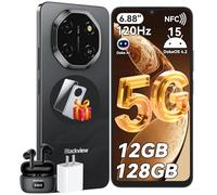 Blackview Shark 6 IA Telefonos Movile 5G, 6.88" 120HZ Android 15 Smartphone, 12GB+128GB / 2TB TF, 16MP + 8MP Smartphone 5G Dual SIM, Face ID/Fingerprint/OTG/GPS/Funda de Móvil/Pago NFC