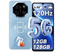 Blackview Shark 6 Smartphone 5G, 6.88" 120Hz Telefonos Moviles, Telefono Android 15, Mobile Phone 12GB+128GB, Unisoc T8100, 5000mAh, 16+8MP, 5G Dual SIM/Face ID/Fingerprint/OTG/GPS/NFC