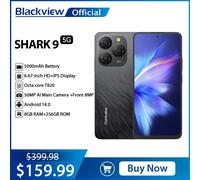 Blackview SHARK 9 5G Smartphone pantalla HD de 6,67 pulgadas, T820 Octa core, 8GB + 256GB, teléfono con cámara AI de 50MP 5000mAh 18W carga rápida NFC Black