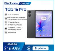 Blackview Tab 16 Pro Tablet PC 11 ''FHD + pantalla T616 Octa Core 24GB(8+16) RAM 256GB ROM 7700mAh 4G tabletas Android 14 Blue