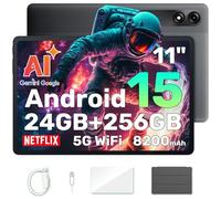 Blackview Tablet 11 Pulgadas Android 15 Tab 9 WiFi 24GB(8+16expansión) RAM + 256GB ROM (2TB TF) Gemini AI/8200 mAh/1920 * 1200 FHD IPS Widevide L1/PC Mode/Face ID/Octa-Core Tablet Gaming con Funda